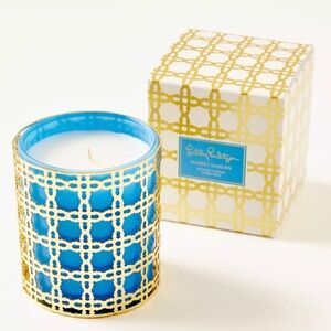 Lilly Pulitzer Abaco Blue and Gold Decorative Scented Sunset Garden Candle NWT